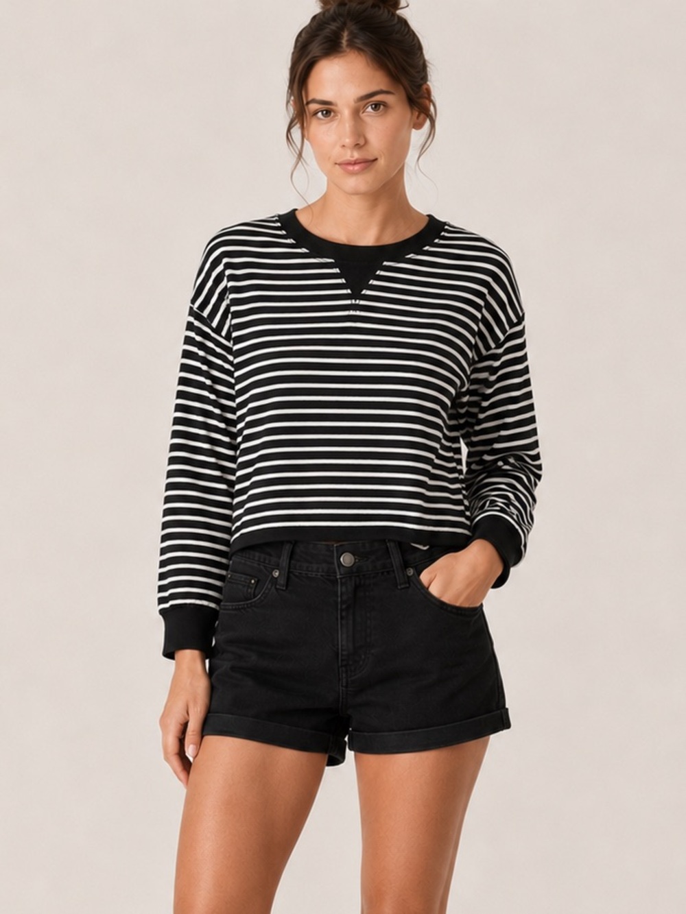 Danskin Black and White Striped Top